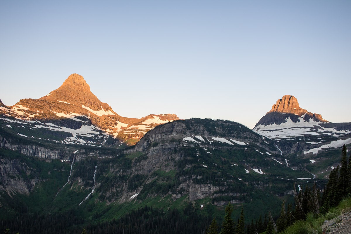 Sunrise on the Going-to-the-Sun Road near Logan Pass, Glacier National Park