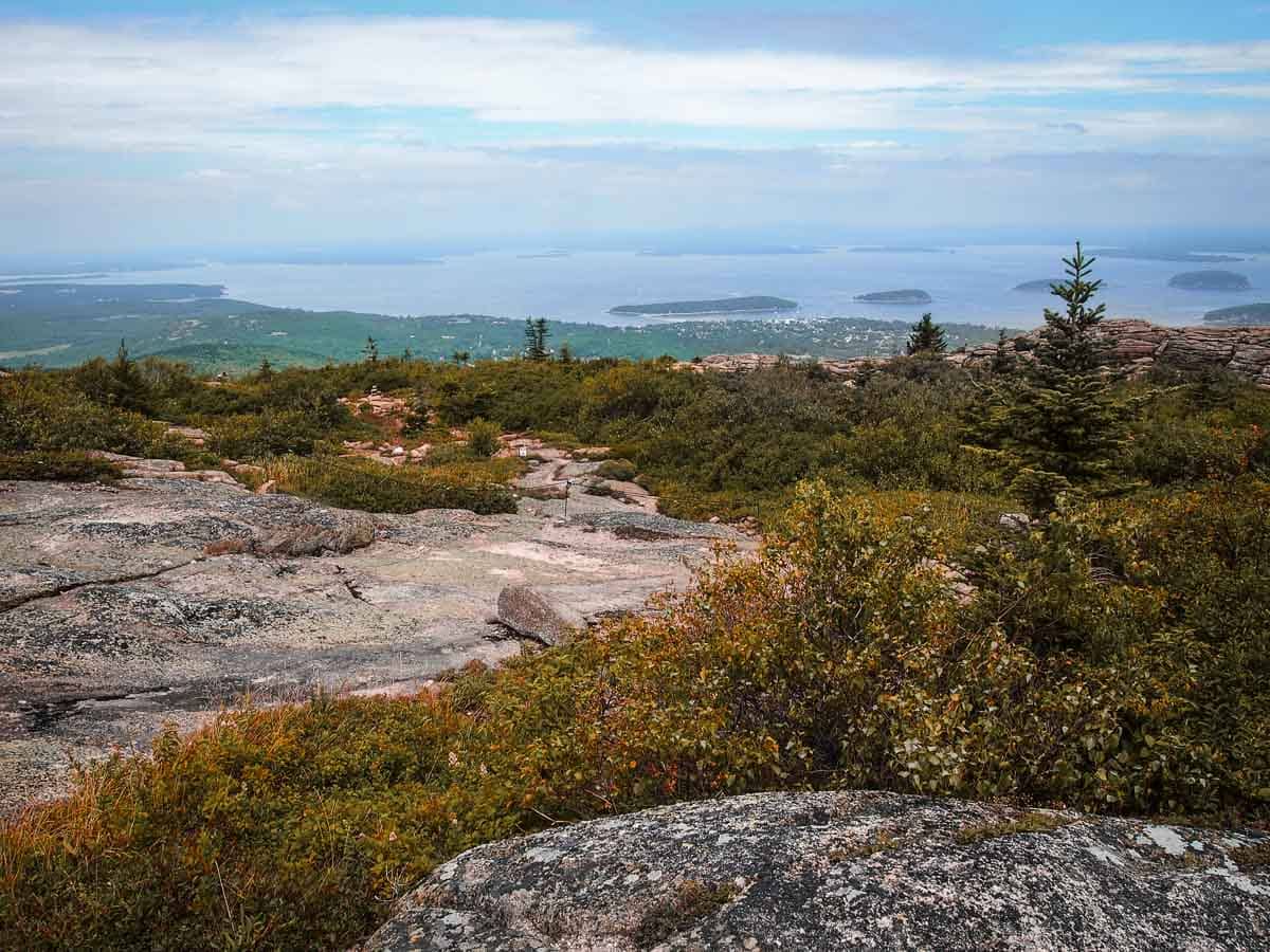 Fall colors at the summit of Cadillac Mountain, Acadia National Park, Maine