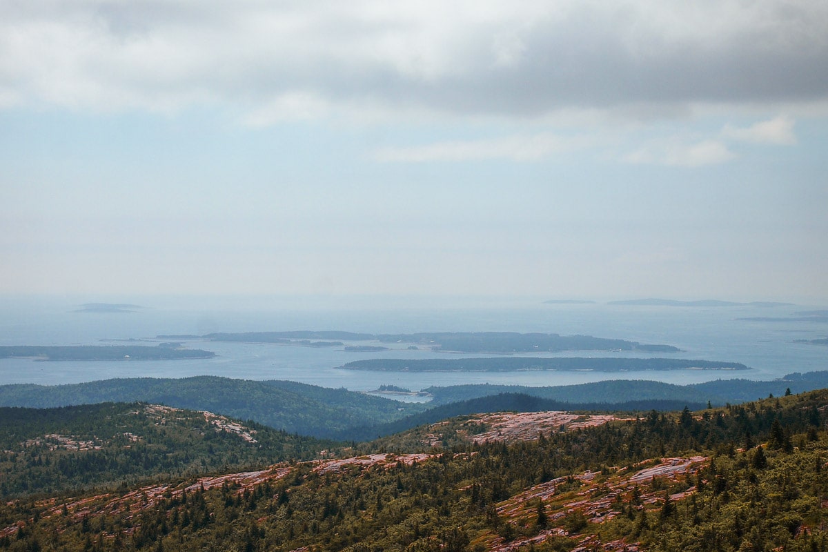 Fall foliage view from the summit of Cadillac Mountain, Acadia National Park, Maine