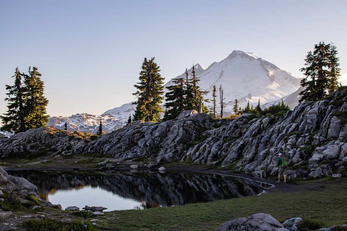 Pond at Huntoon Point with view of Mount Baker, Washington