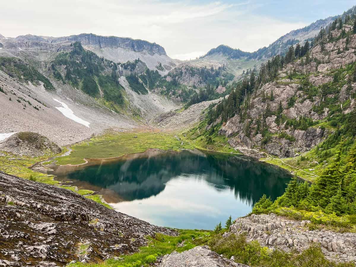 Upper Bagley Lake seen from the Fire and Ice Trail, Mount Baker, Washington