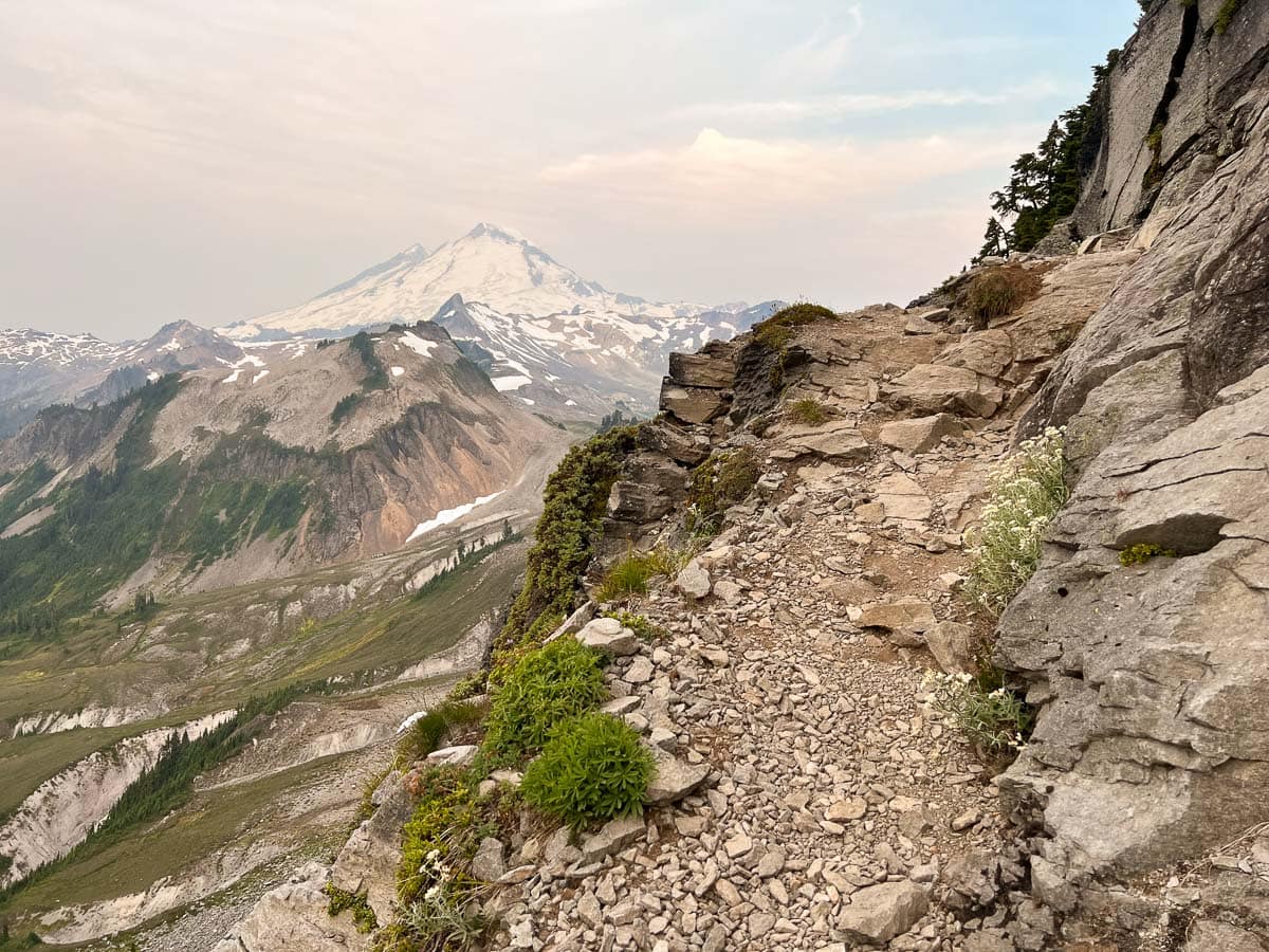 View of Mount Baker at sunrise from Table Mountain Trail in Mount Baker-Snoqualmie National Forest, Washington State