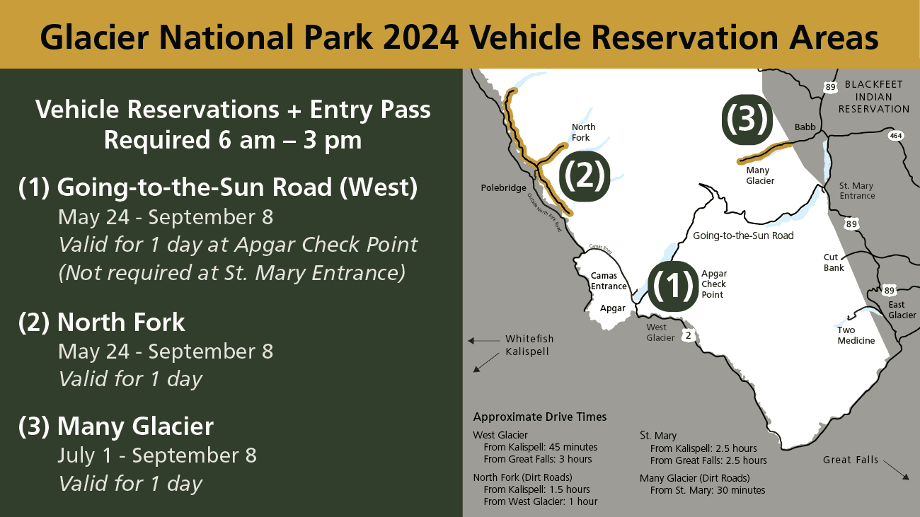 2024 Glacier National Park Vehicle Reservations Map - Image credit: NPS