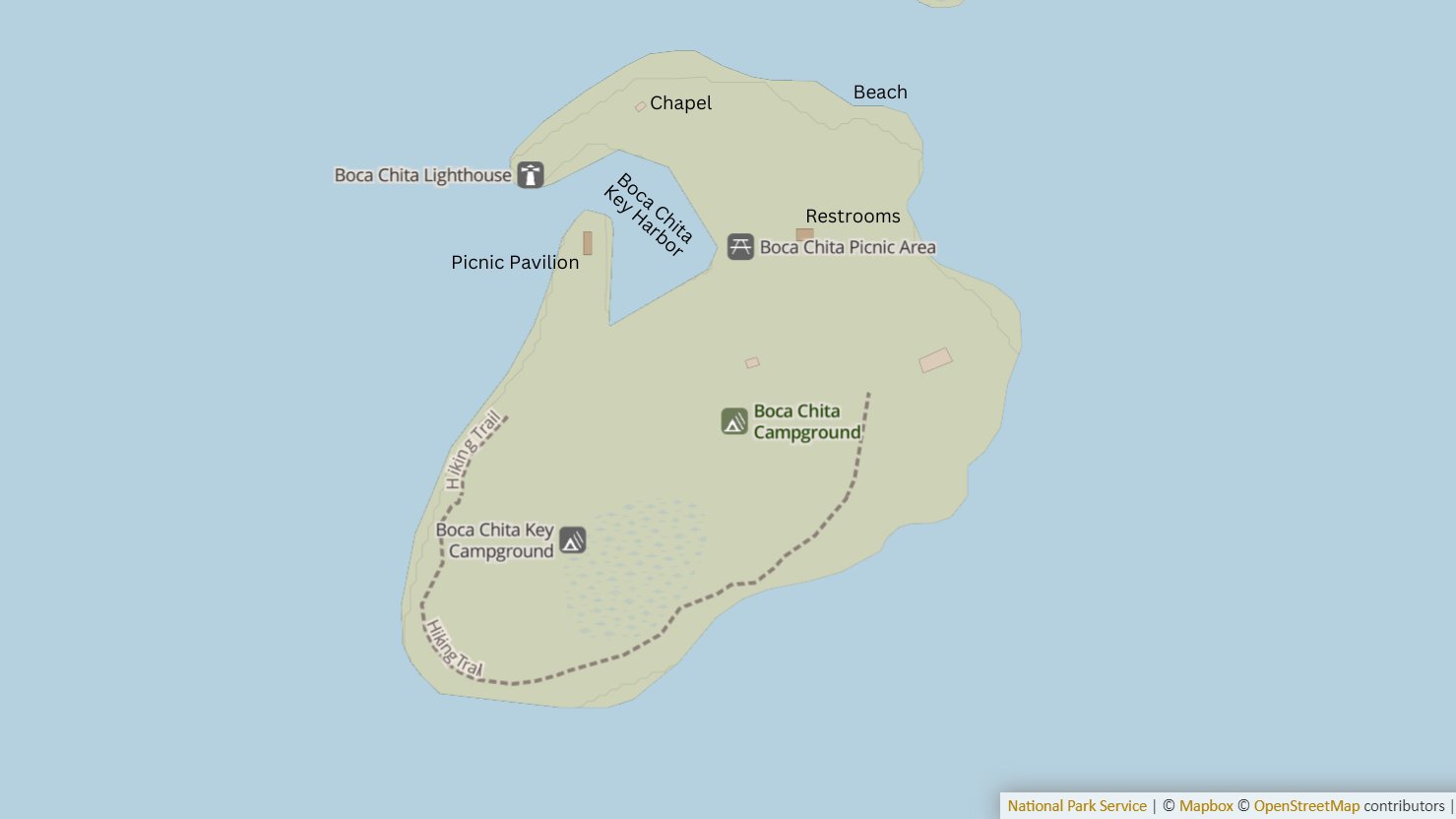 Map of Facilities at Boca Chita Key, Biscayne National Park