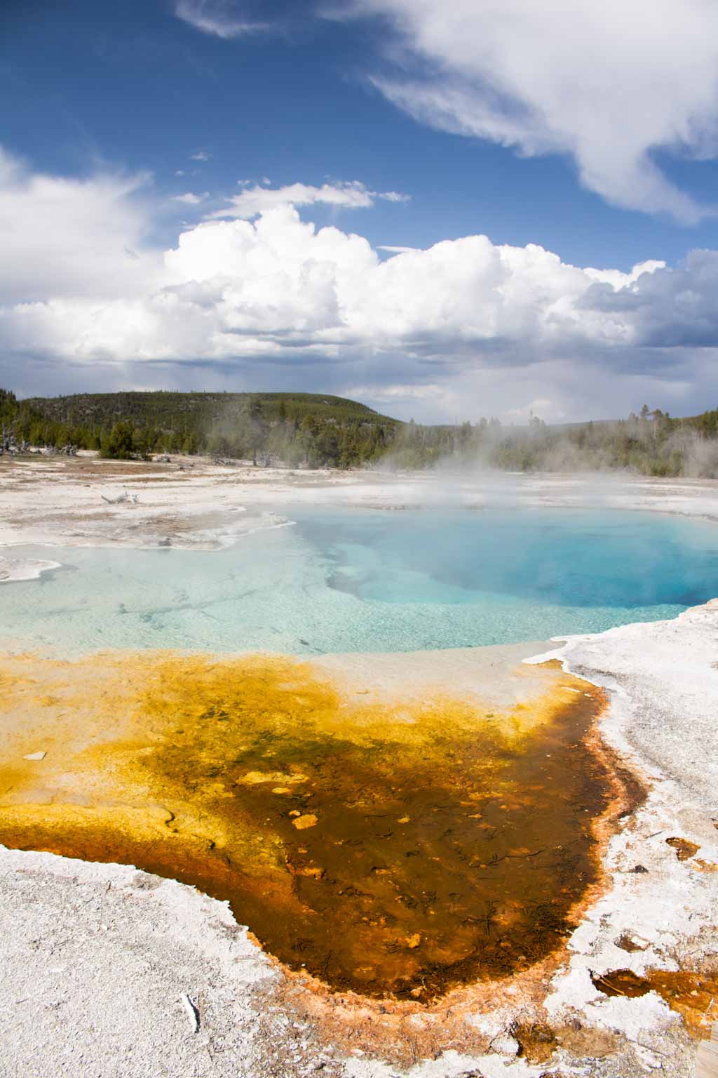 Sapphire Pool is one of the most spectacular hot springs in Biscuit Basin, Yellowstone National Park