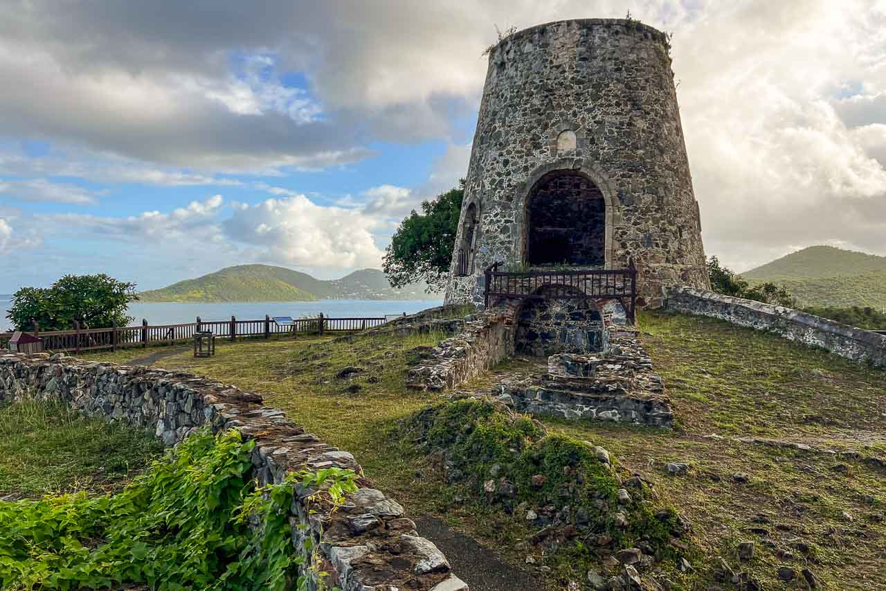 Windmill ruins on Annaberg Sugar Plantation Historic Trail in Virgin Islands National Park
