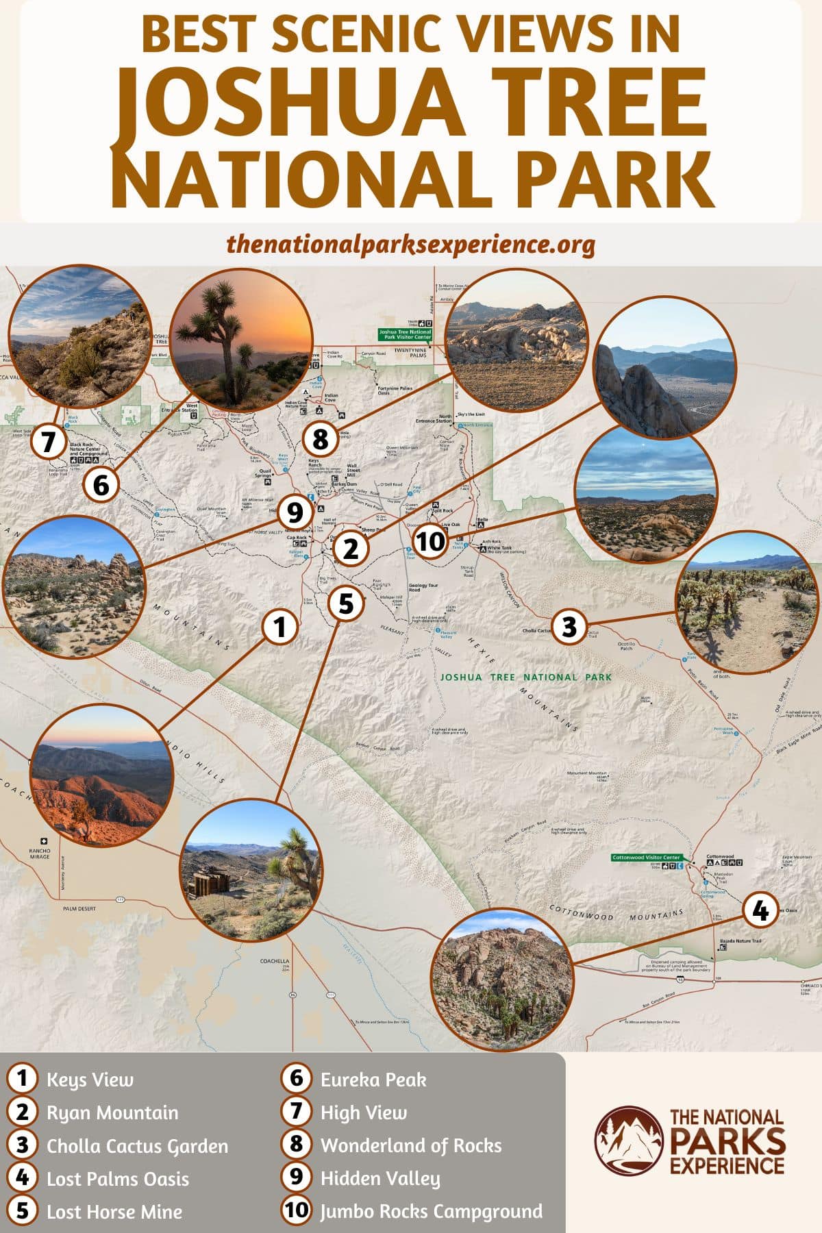 Map of the Best Views in Joshua Tree National Park, California
