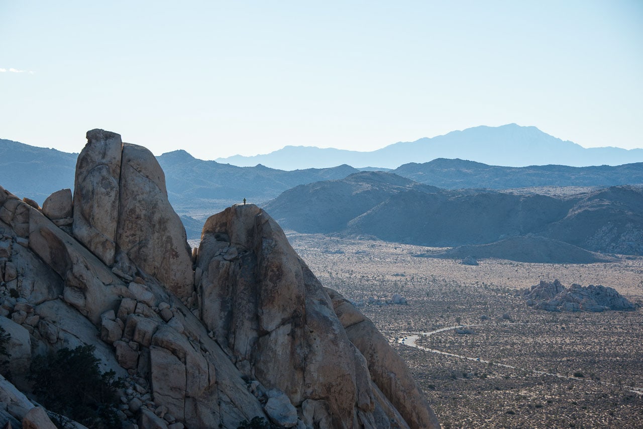 Rock climber on the Saddle of Ryan Mountain in Joshua Tree National Park - Image credit: NPS / Lian Law