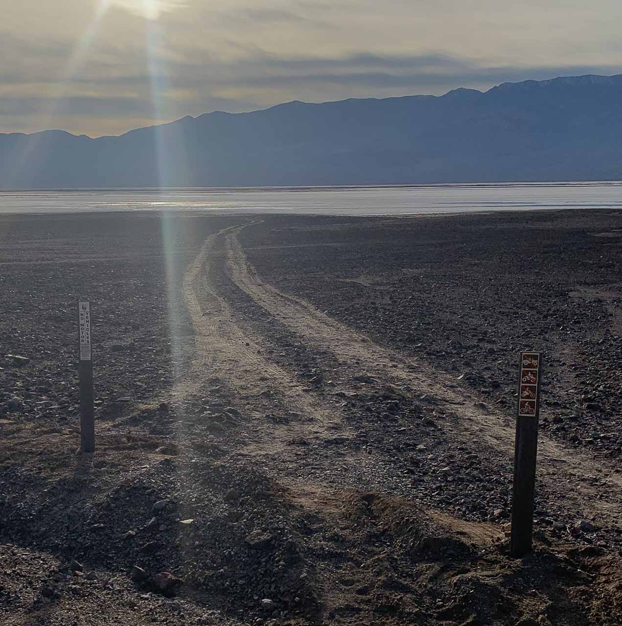 Signs warning about illegal off roading in Death Valley National Park - Image credit: NPS / S. Solomon