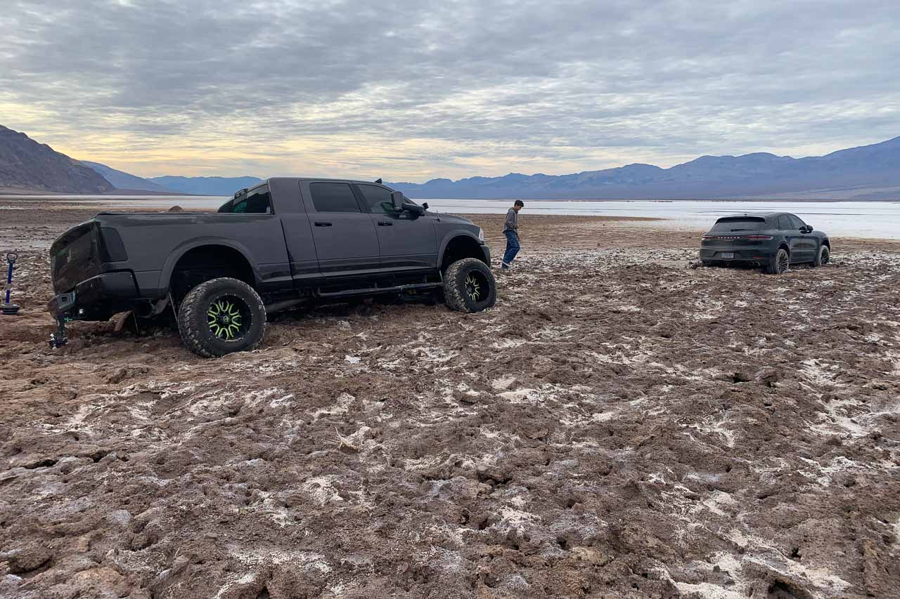 Vehicles stuck at Badwater in Death Valley National Park - Image credit: NPS / S. Solomon