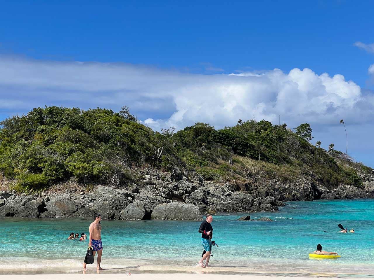 Beach-goers at Trunk Bay in Virgin Islands National Park