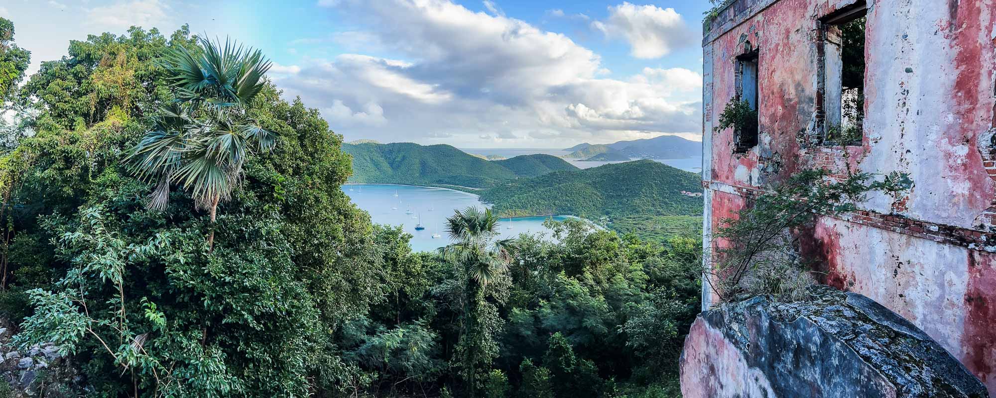 Panoramic view from America Hill Ruins on the Cinnamon Bay Trail, Virgin Islands National Park