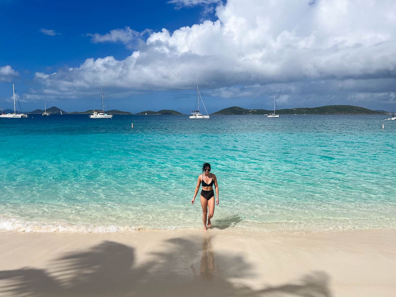 Visitor on Honeymoon Beach in Virgin Islands National Park, St. John