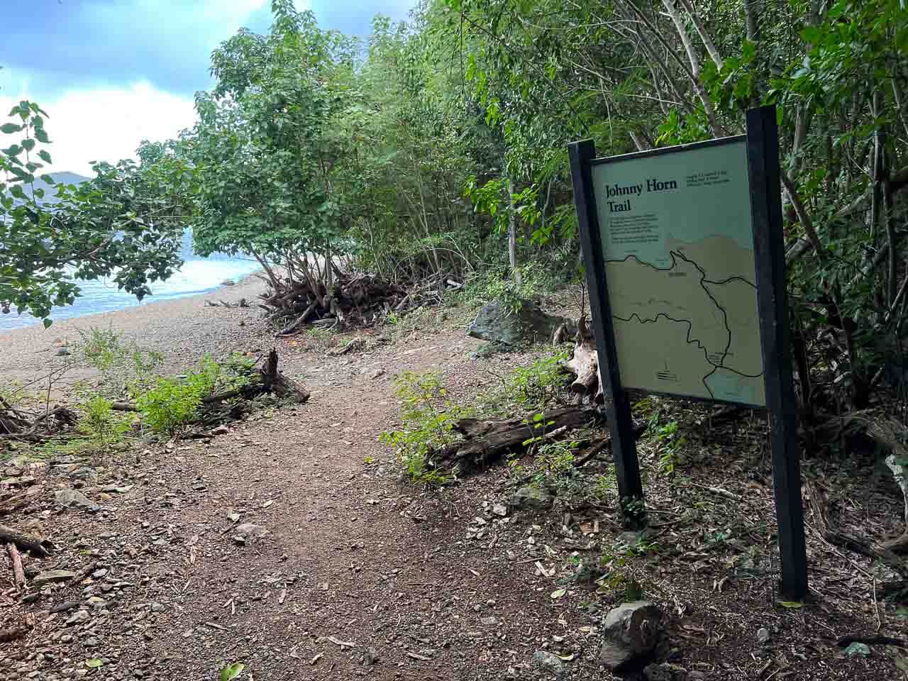 Johnny Horn Trail sign in Virgin Islands National Park