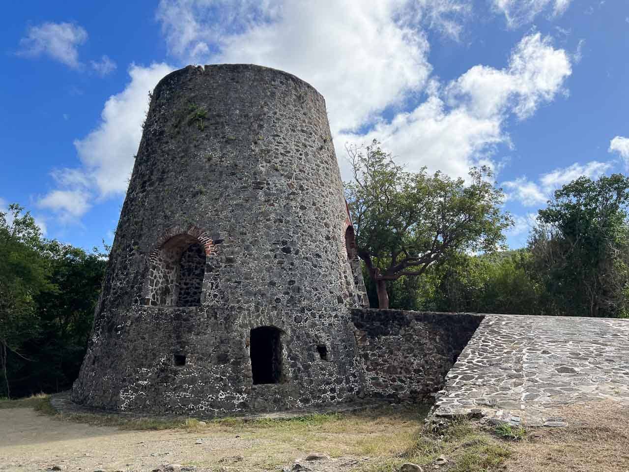 Ruins of a windmill at Catherineberg Sugar Mill in Virgin Islands National Park