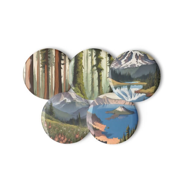 Pacific Northwest National Parks Pin Buttons (Set of 5)