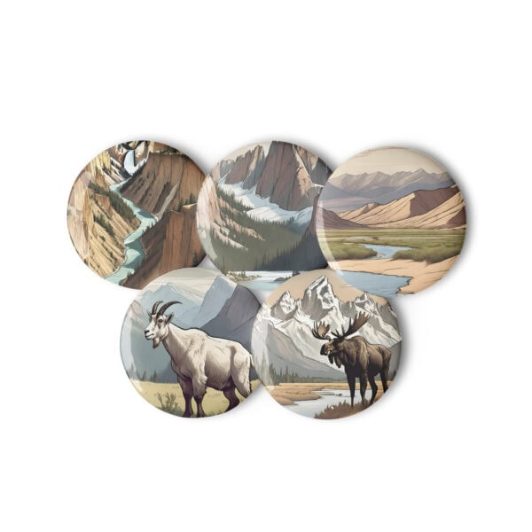 Rocky Mountains National Parks Pin Buttons (Set of 5)