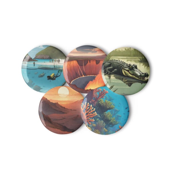 Tropical National Parks Pin Buttons (Set of 5)