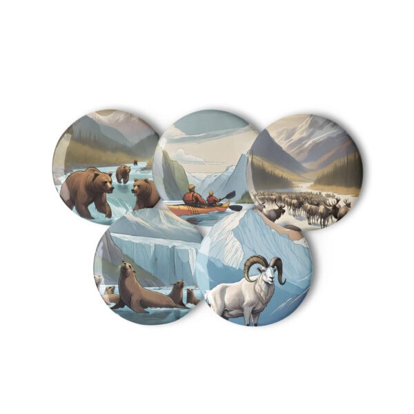 Alaska National Parks Pin Buttons (Set of 5)