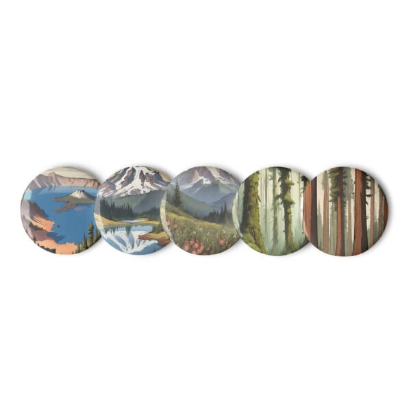 Pacific Northwest National Parks Pin Buttons (Set of 5) - Image 2