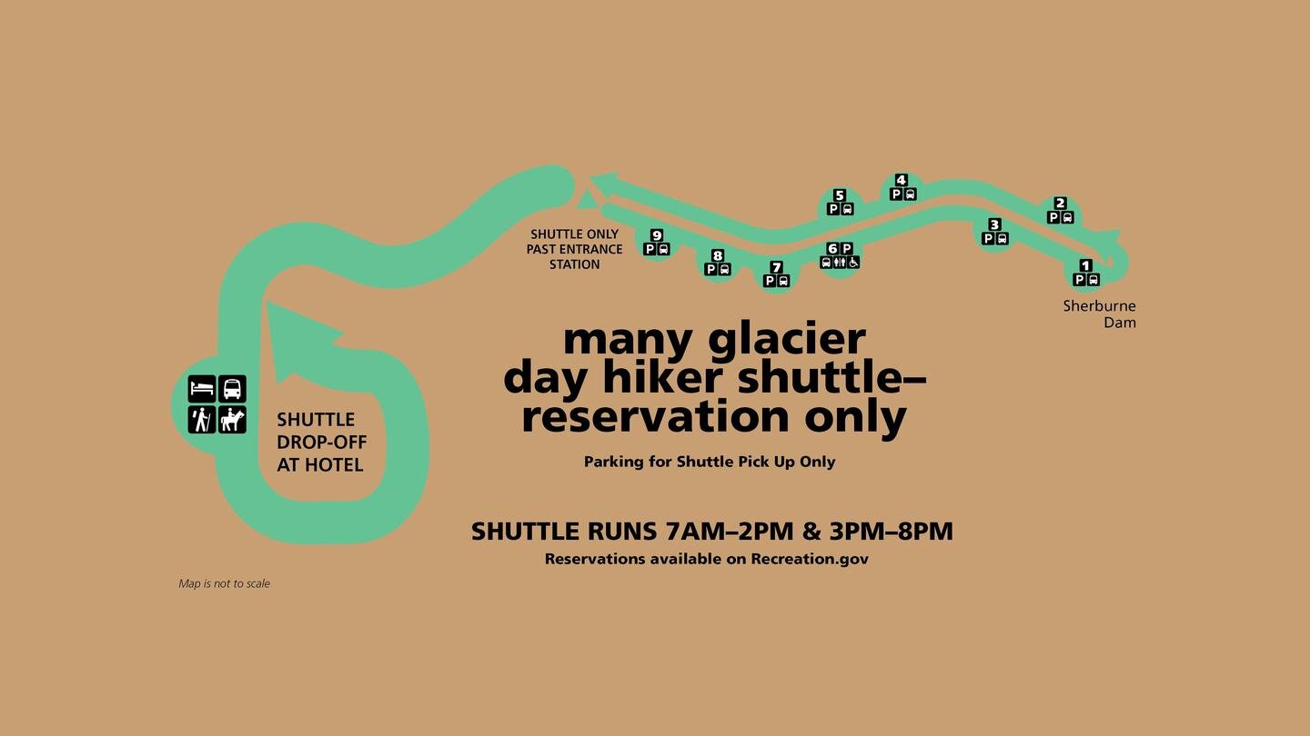 2025 Many Glacier Day Hiker Shuttle System map - Image credit NPS
